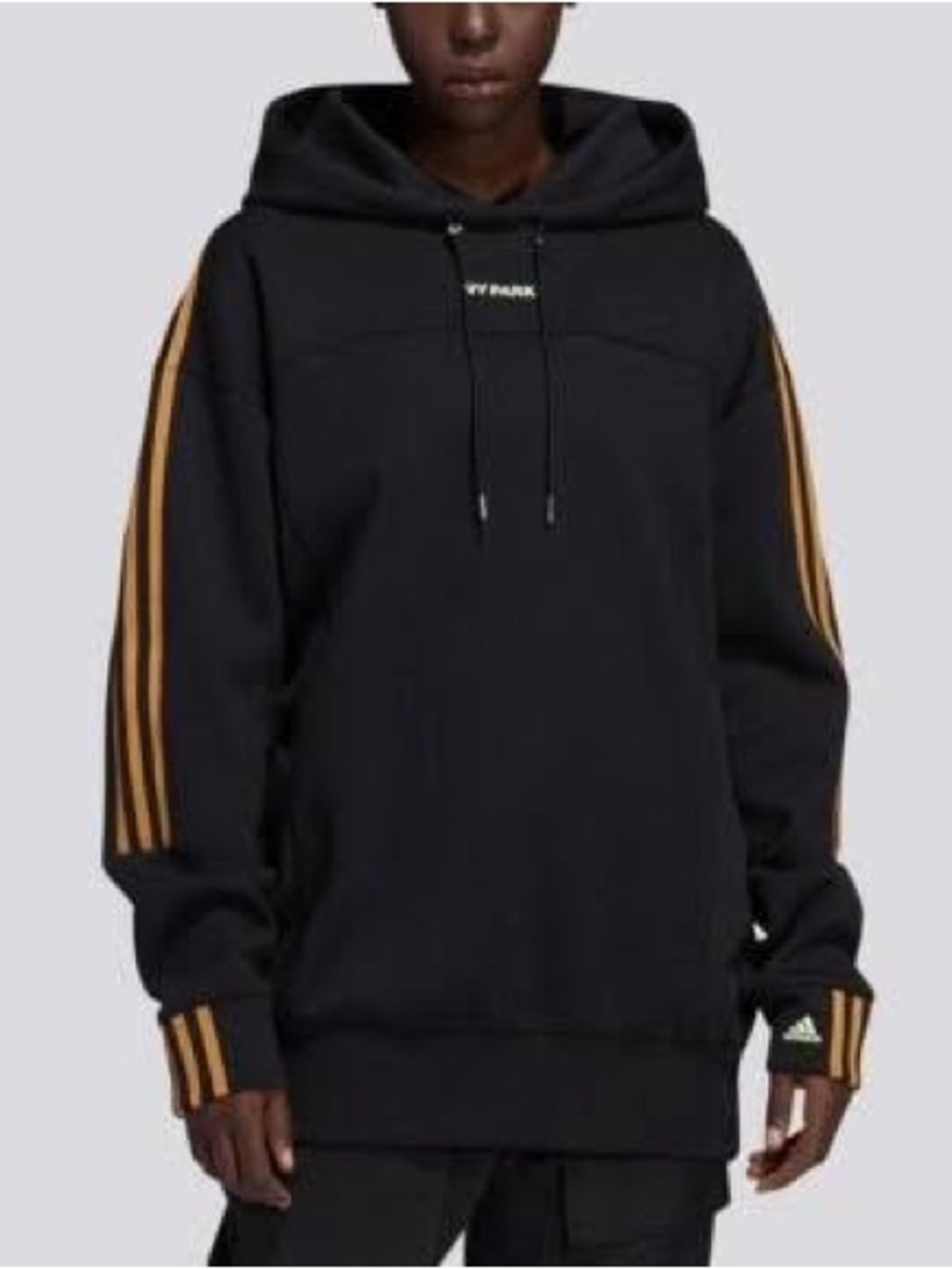 IVY PARK x Adidas Black Hoodie with Gold Stripe Sleeves
